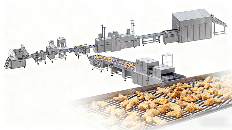 línea de producción de nuggets de pollo